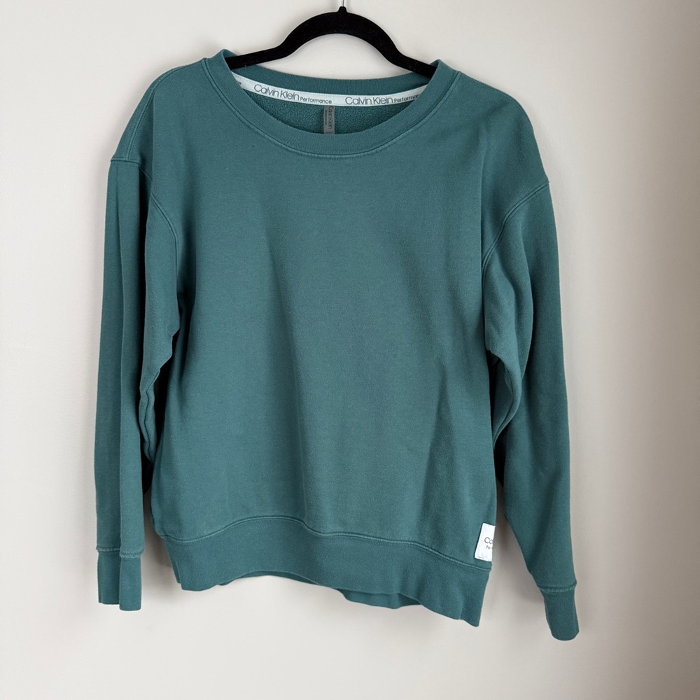 Calvin Klein Performance Teal Green Crew Neck Sweater | Size: small